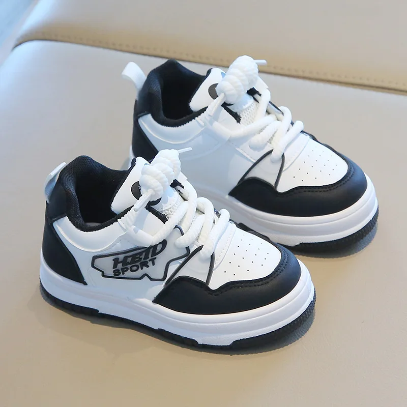 New Boys Girls High-top Lace-up Sneakers Spring Autumn Non-slip Little White Shoes Kids Soft-soled Casual Running Shoes Children
