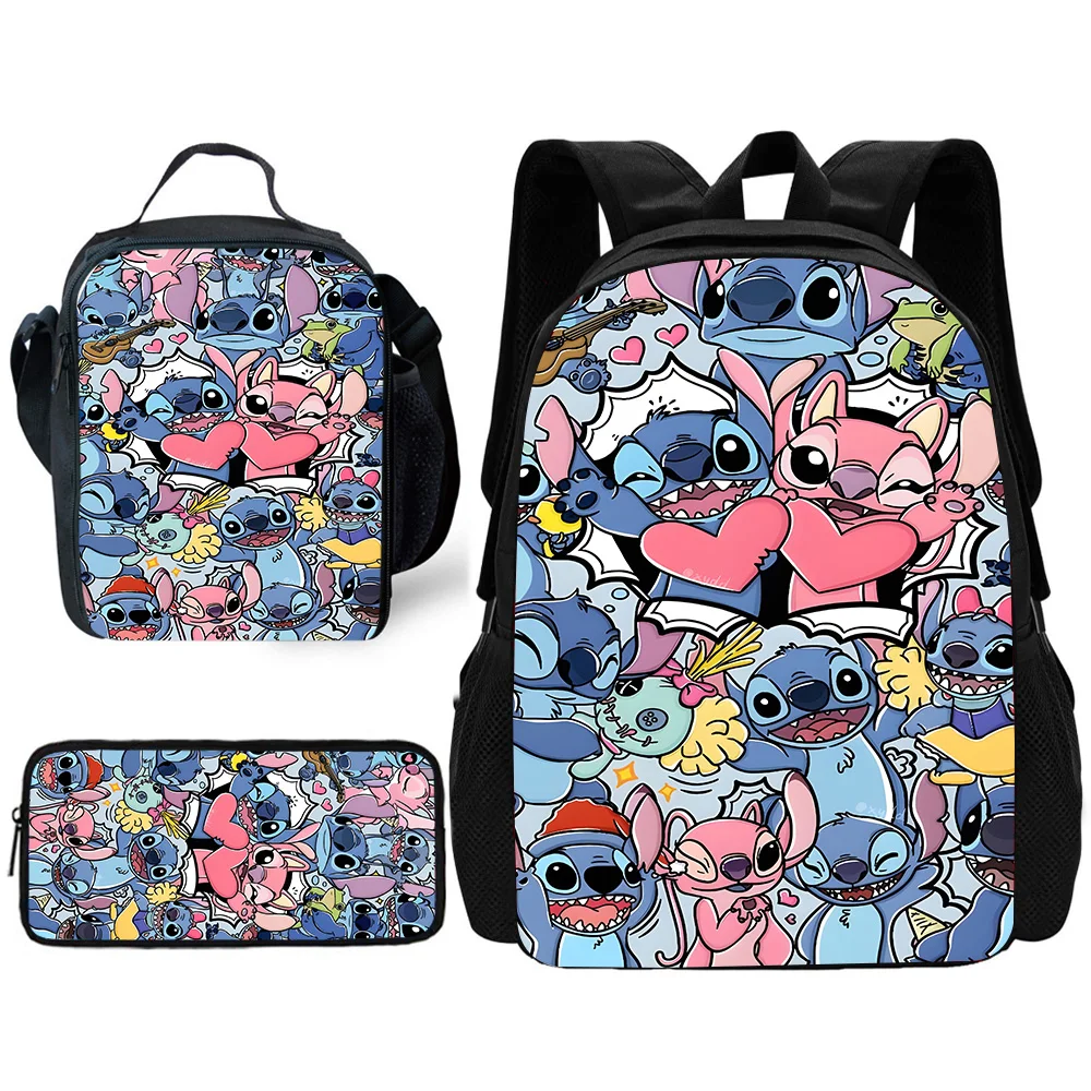 3 Stuks Set Leuke Anime Paar Steek Kind Schoolrugzak Met Lunch Tassen, Potlood Tassen, Schooltassen Voor Jongens Meisjes Beste Cadeau