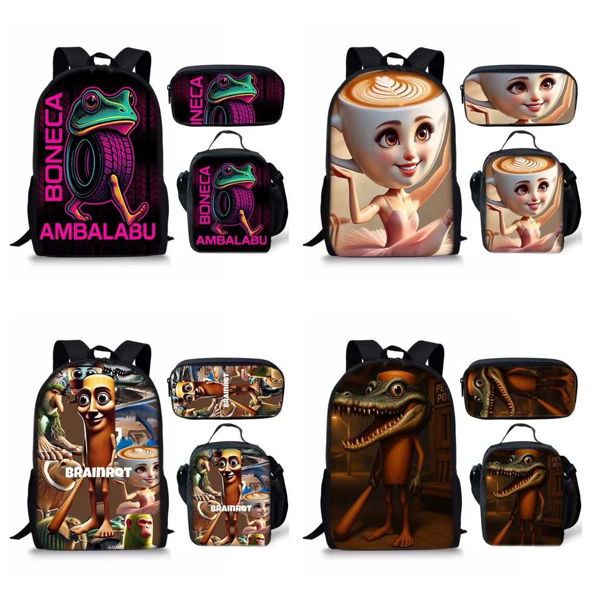 

Набор из 3 предметов: итальянский школьный рюкзак для мальчиков и девочек с сумкой для обеда и пеналом, большой вместимости, легкий, Mochila