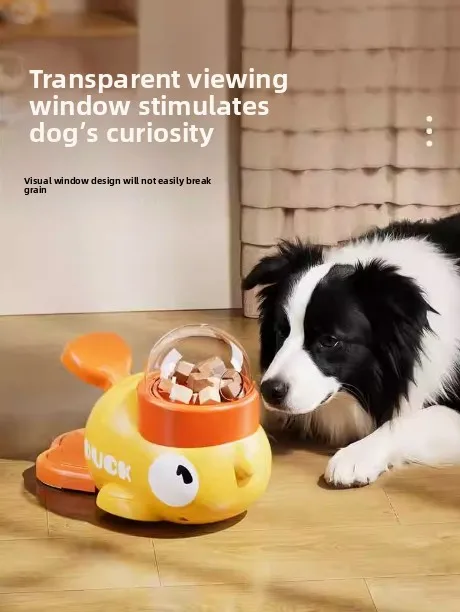

Yellow Duck Dog Toy Interactive Treat Dispenser Durable Plastic Slow Feeder Puzzle for Training Entertainment Chew Toy