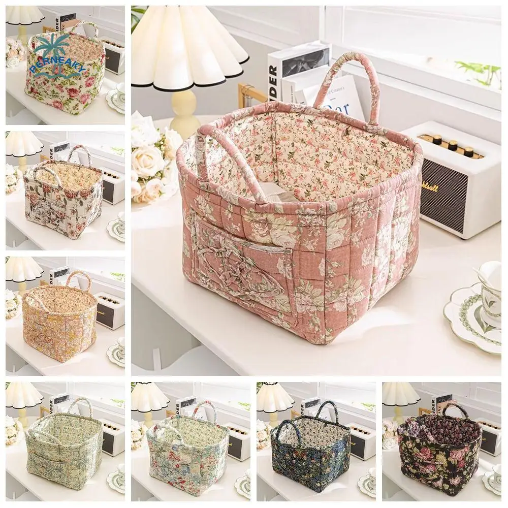 

Тканевая корзина для хранения в пасторальном стиле в стиле ретро, штабелируемый складной органайзер для хранения мелочей, моющаяся корзина для пикника для дома