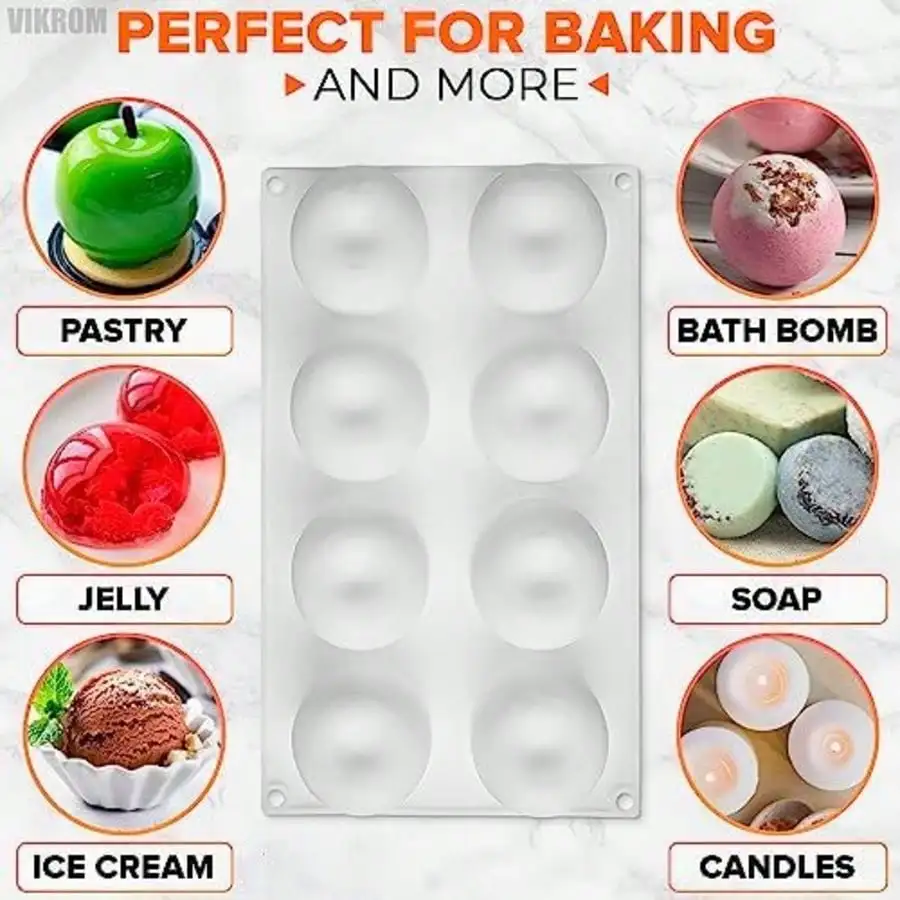 8 Cavity Apple Shaped Silicone Dessert Mold, Food Grade Non-Stick Mould for Mousse Cakes, Chocolate and Pastry Making, Chocolate view 2