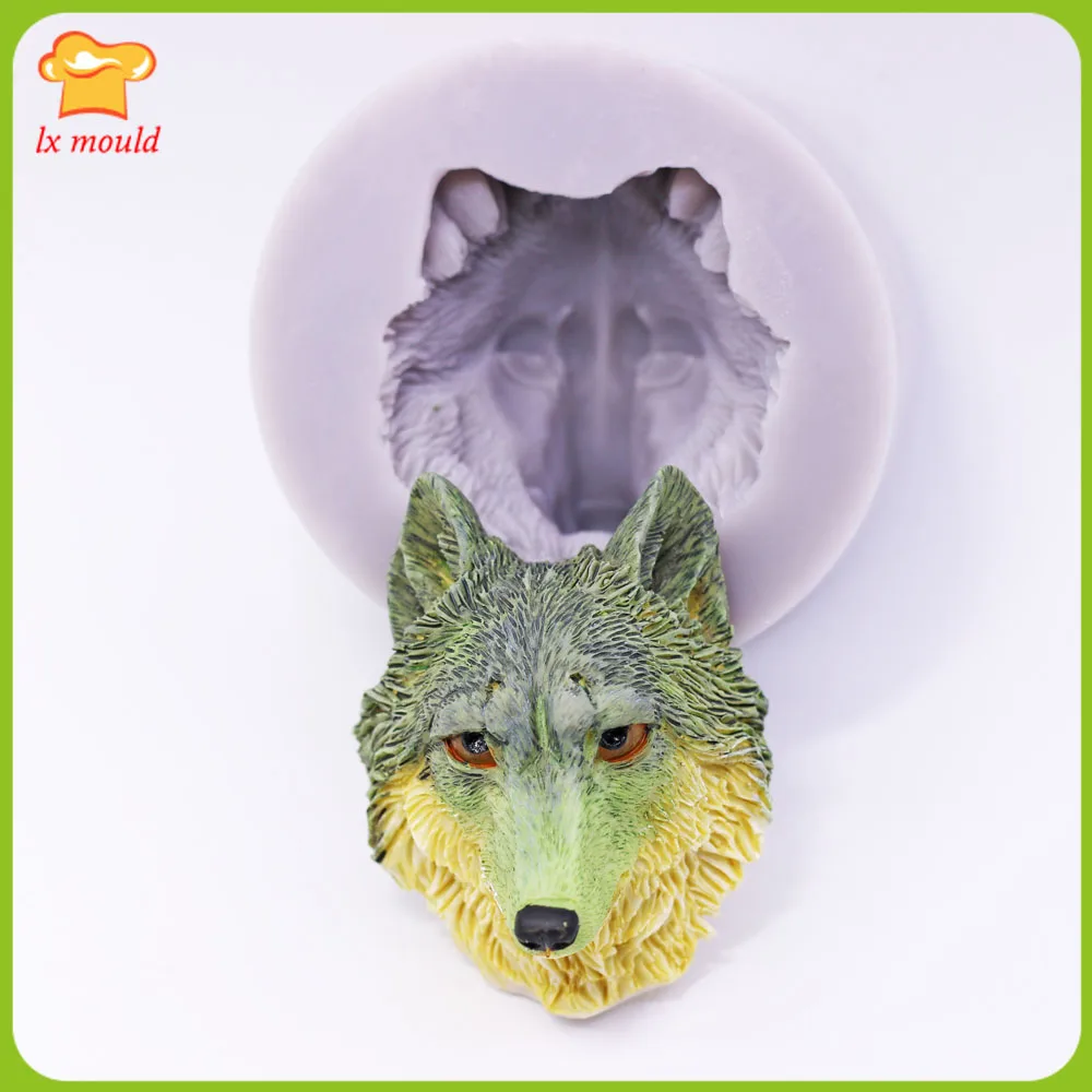 3D Wolf Heads Silicone Mold for Baking Cake Decorating Icing Sugar Chocolate DIY Craft Mould for Epoxy Resin Casting
