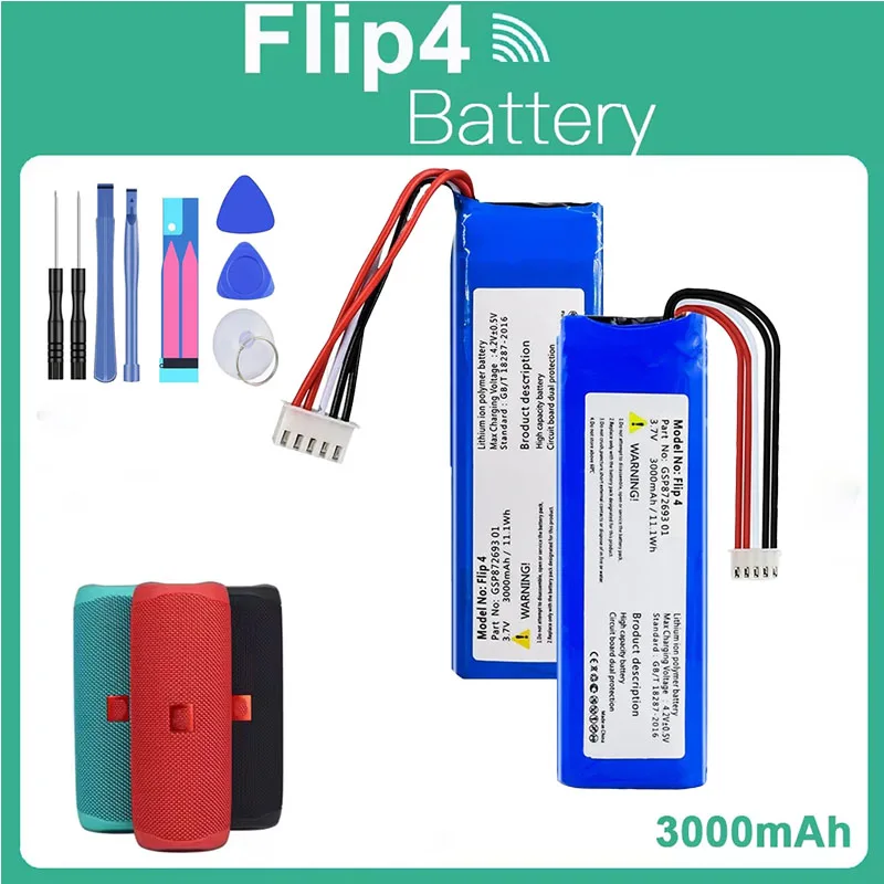 

Аккумулятор PURFIELD 3000 мАч 3.7В GSP872693 для JBL Flip 4 (замена) + Инструменты для замены батареи JBL Flip 4 Special Edition