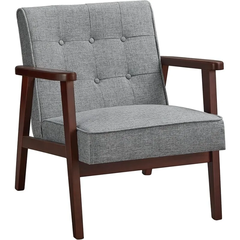 

SONGMICS Accent Leisure Chair, Mid-Century Modern Arm Chair with Solid Wood Armrests and Legs, 1-Seat Cushioned Sofa