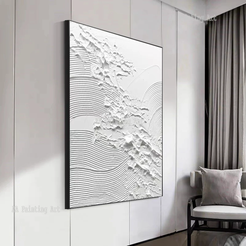 Imagem -04 - Pesado Moderno Textured Wall Painting Branco Acrílico Canvas Picture Grosso 3d Arte Abstrata Pintados à Mão Artwork