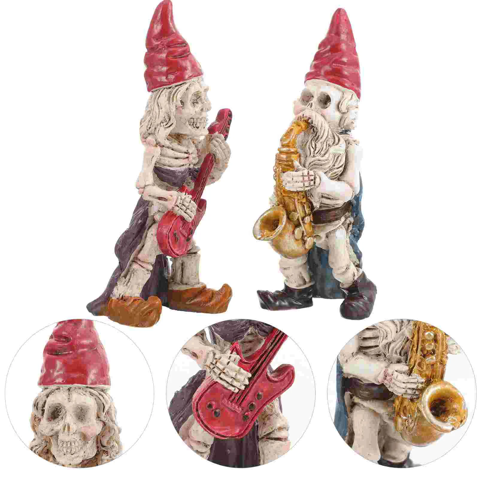 2 Pcs tangki ikan ornamen tengkorak pecinta dekorasi patung GNOME Resin