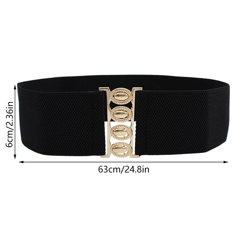 Women\'s Wide Elastic Waist Belt Fashion Simple Metal Buckle Waistband Corset Cinch Belt Dress Stretchy Belts