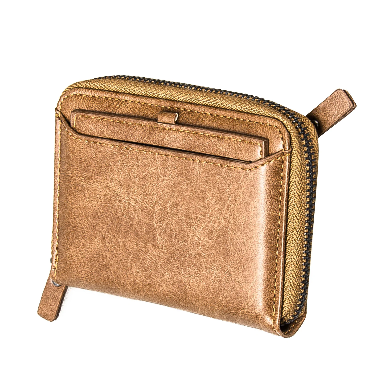 

Мужской кожаный кошелек на молнии, коричневый, из натуральной кожи, деловой кошелек с отделением для монет, слотом для кредитных карт, на молнии, подарок