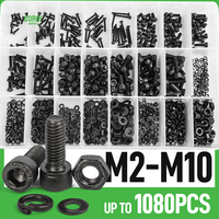 Black Hex Socket Head Cap Screw Kit 30/1080 M2 M2.5 M3 M4 M5 M6 M8 M10 DIN912 12.9 Grade Allen Head Screw Hexagon Assortment kit