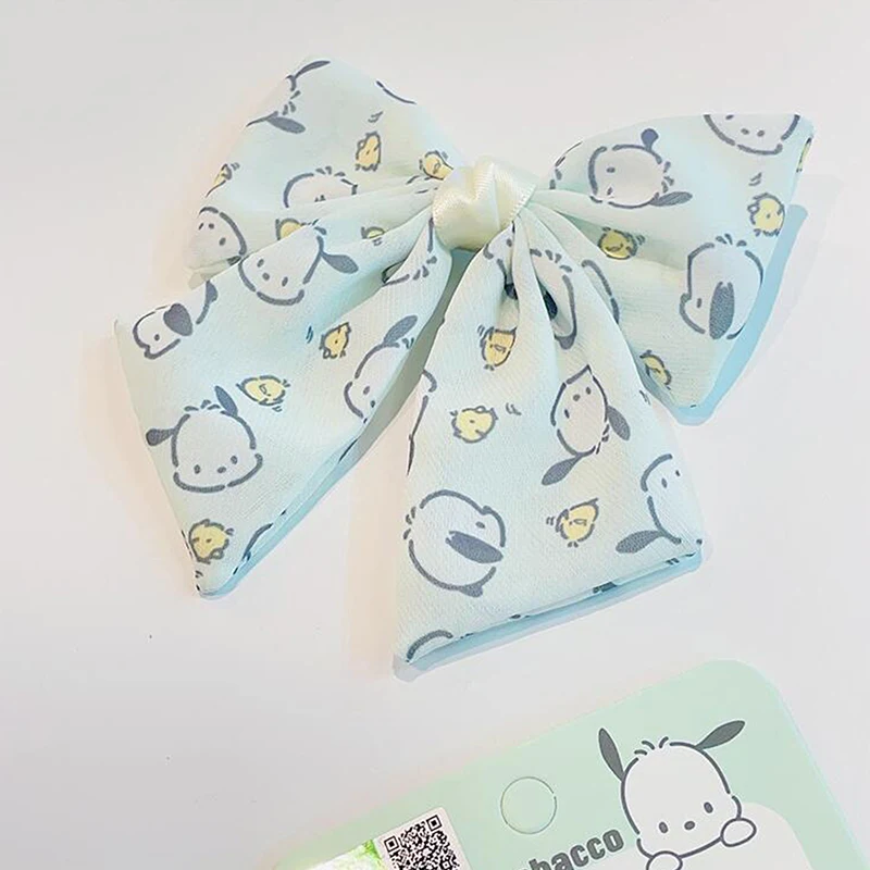 Sanrio Kuromi Cinnamoroll Grande Arco Clipe de Cabelo para Meninas, Desenhos Animados Hairpin, Hello Kitty Pochacco, Sweet Cute Presilhas, Acessórios para Cabelo