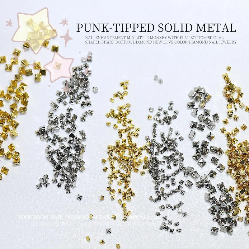 مسمار معدني المسامير الذهب والفضة سحر مربع الشرير المسامير ترصيع تلميح الديكور DIY بها بنفسك الحرف مانيكير الفن مسمار الفن Accesso