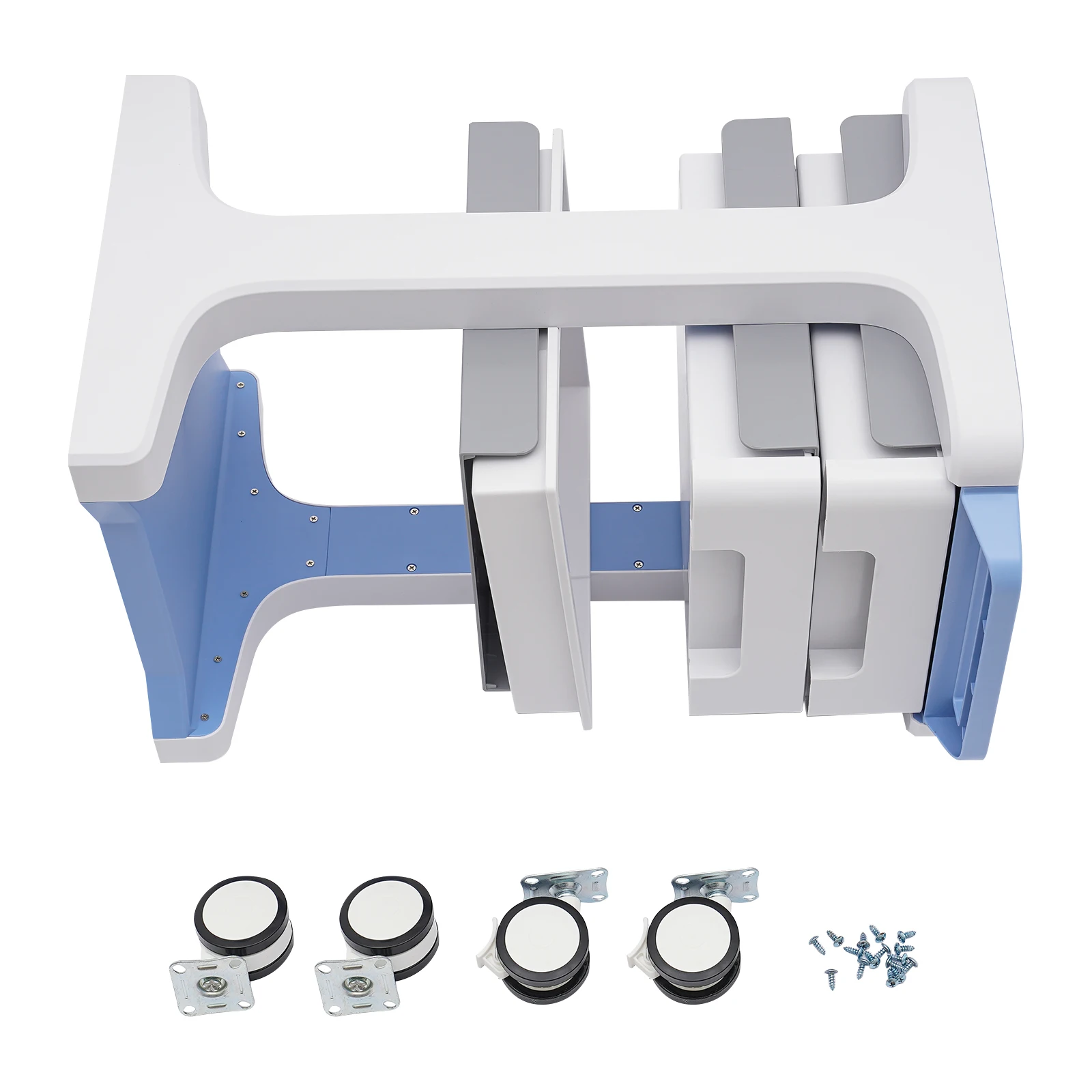 3 Layers ABS Trolley with 2 Drawers Mobile Medical Beauty Salon Storage Cart Shelf Load Capacity 50KG