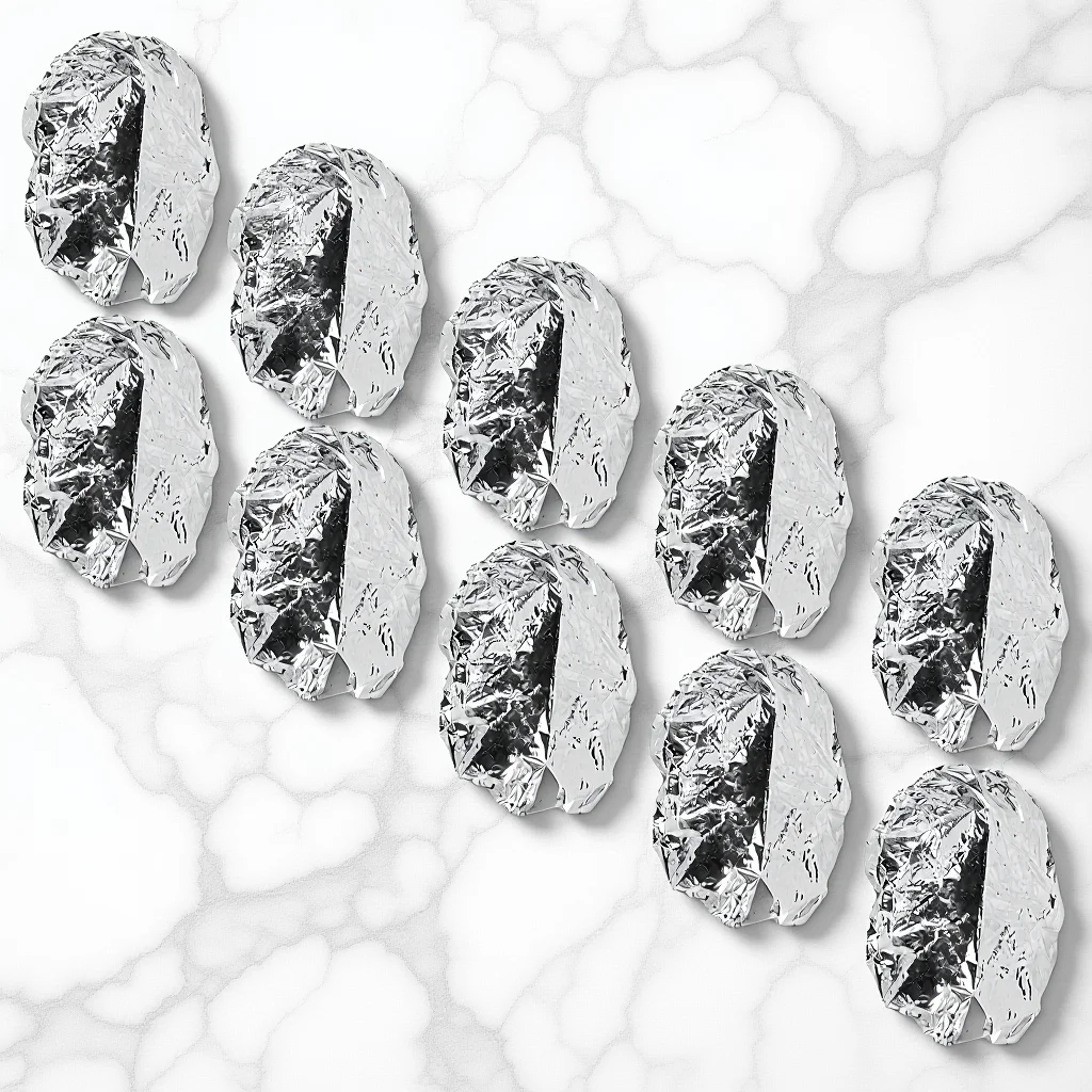 

10Pcs Aluminum Foil Hair Caps Heat Insulation Elastic Edge for Deep Conditioning Hair Treatment Home Salon Use Silver