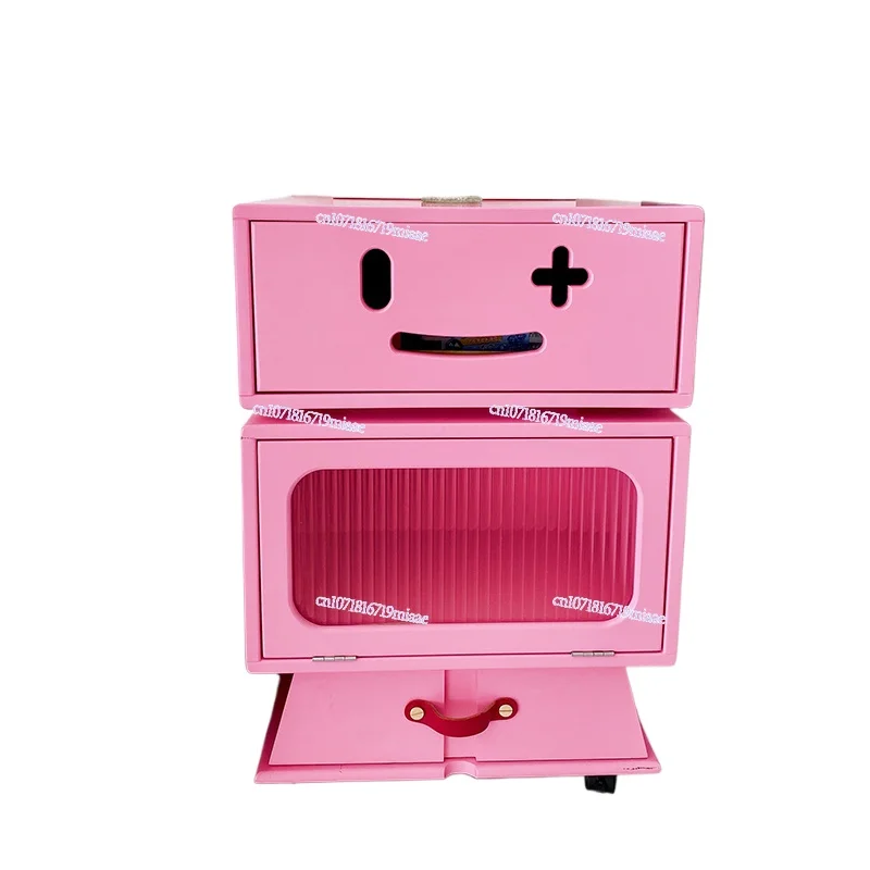 

Pink Cute Robot Side Few Sofa Side Cabinet Cream Wind Bedside Table Creative Tissue Box
