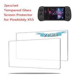 Powkiddy-Protector de pantalla de vidrio templado, película de cristal 9H HD para consola de juegos portátil X55, videojuegos Retro de 5,5 pulgadas, 2 unidades por juego