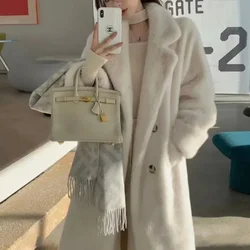 Fashion Autumn/Winter Thick Suit Collar Imitation Mink Fur One Piece Fur Eco Friendly Furs Long Coat Women Jacket Winter Clothes