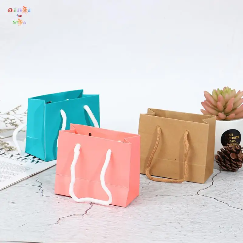 HOT! 1pc Candy Color Dollhouse Miniature Shopping Bag Mini DIY Fashion Handbag Model Doll  Accessories