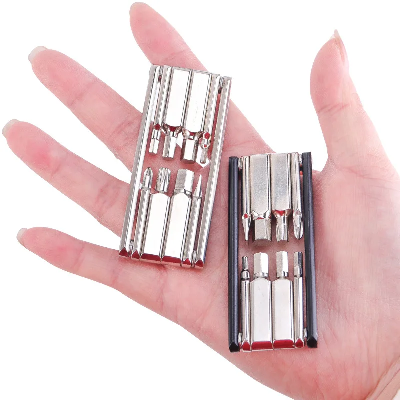 8 in 1 Bicycle Repair Tool Kit M2/M3/M4/M5/M6 Internal Hexagonal Wrenches Screwdrivers Folded Maintenance Tool Set for Riding