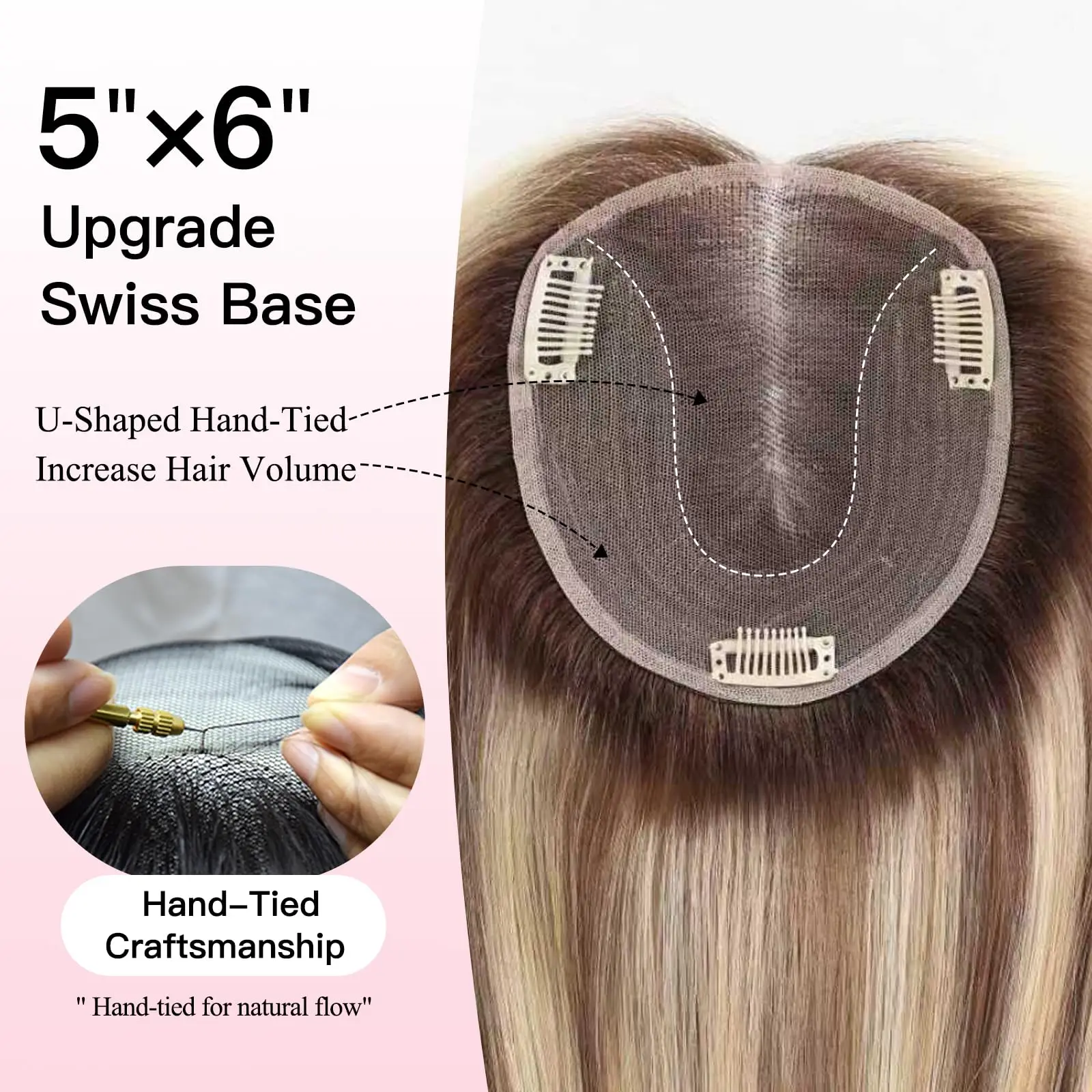 براون مختلط شقراء 100% ريمي الشعر البشري القبعات العالية الجزء الأوسط 5x6 بوصة قاعدة سويسرية شعر طبيعي توبر للنساء مع شعر رقيق