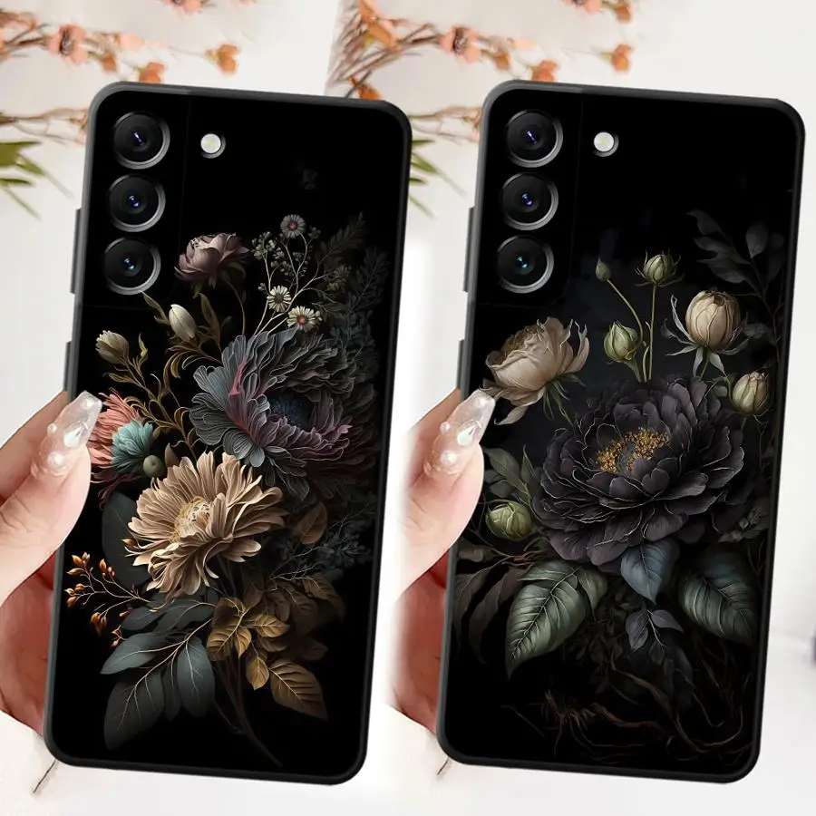 Blumen-Pfingstrosen-Druck Vintage Blumenmuster Handyhülle für Samsung Galaxy A57 A24 A25 A55 A73 A51 A53 A35 A23 A37 A22 A32 A52 A36