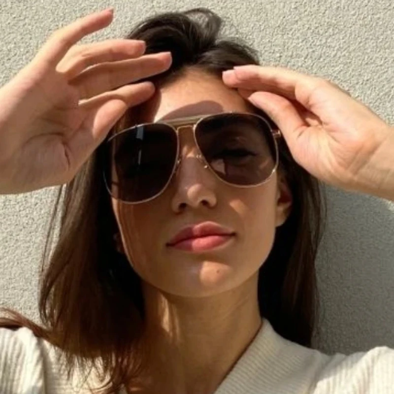 

ZXIAC Retro Double Bridge Pilot Sunglasses Men Flat Top Metal Frame Sun Glasses Women Casual Driving Aviation Shades UV400 Male