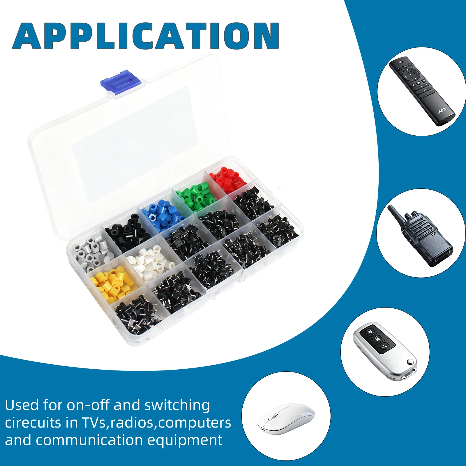 420PCS 6x6mm Tactile Push Button Switch with Hat Switch Button Cap for DIP 6x6x6.5/7/8/9/11mm Switches DIY Kit - view 5
