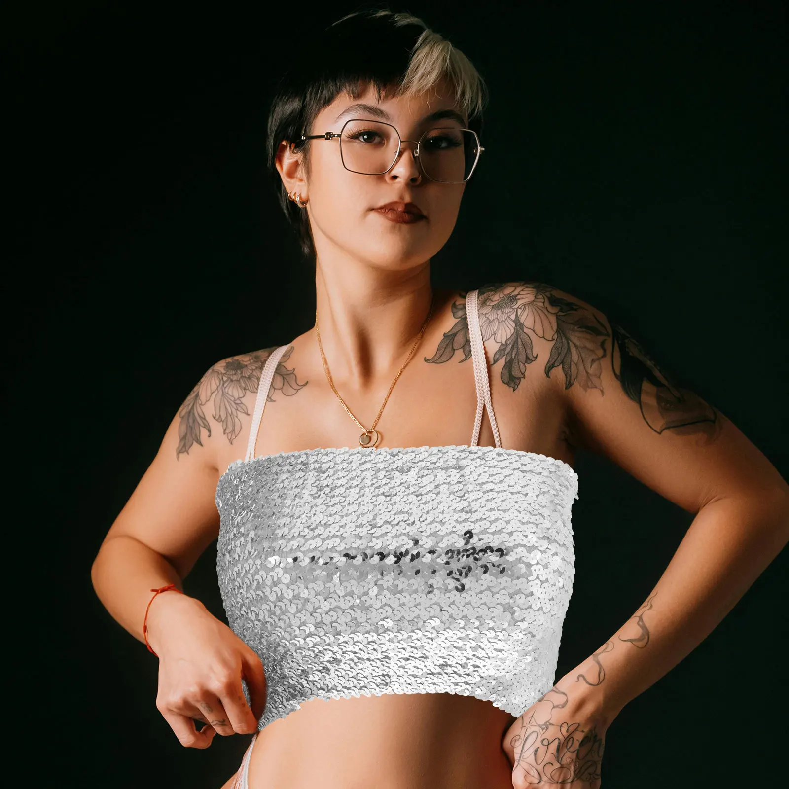 Brilhante sem alças lantejoulas colheita tubo superior para dança do ventre festa de dança festival clubwear traje festa sem alças tubo topo