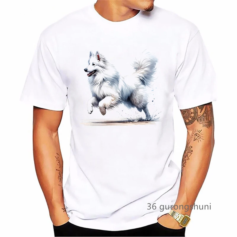 Cool Snowy White Shepherd Animal Printed T Shirt Men'S Clothing Summer Short Sleeve T-Shirt Homme Fashion T-Shirt