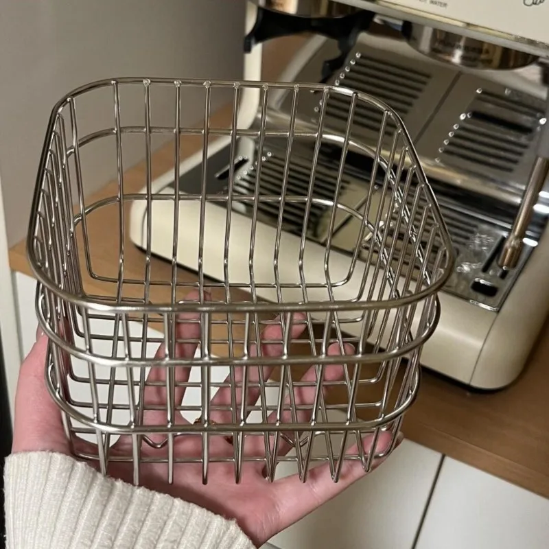 Ins Style Metal Storage Basket Metal Mesh Organizer for Coffee Cosmetics Toiletries Desktop Shelf Study Room Home Decor