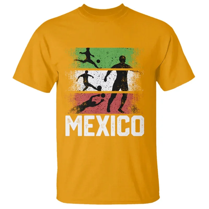 Hot Mexico Flag Football Graphs T Shirt Summer Cool Round Neck Short Sleeve T-shirts Kid Men Clothes Soccer Fan Tshirt Tops