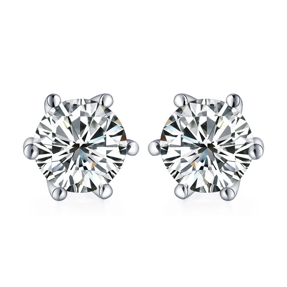 

1 Carat Moissan Stone Earrings Classic Six Prongs 925 Silver