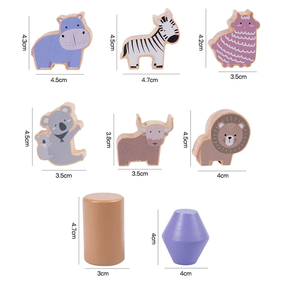 كتل خشبية ثلاثية الأبعاد للأطفال، كتل تكديس توازن الحيوانات، ألعاب تعليمية للأطفال، تعليم مونتيسوري