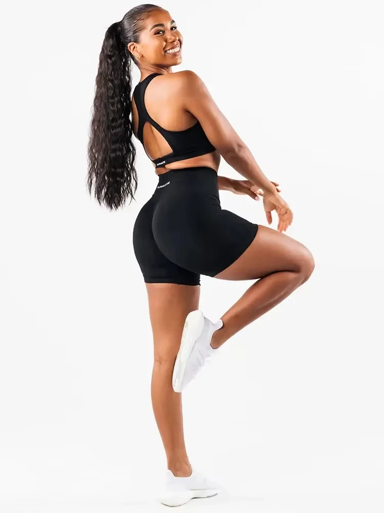 

Women's Gym Sports Yoga Shorts Alphaete Peach Fitness LeggingsTight Running Shorts Hip Five-point Pants High Waist Seamless