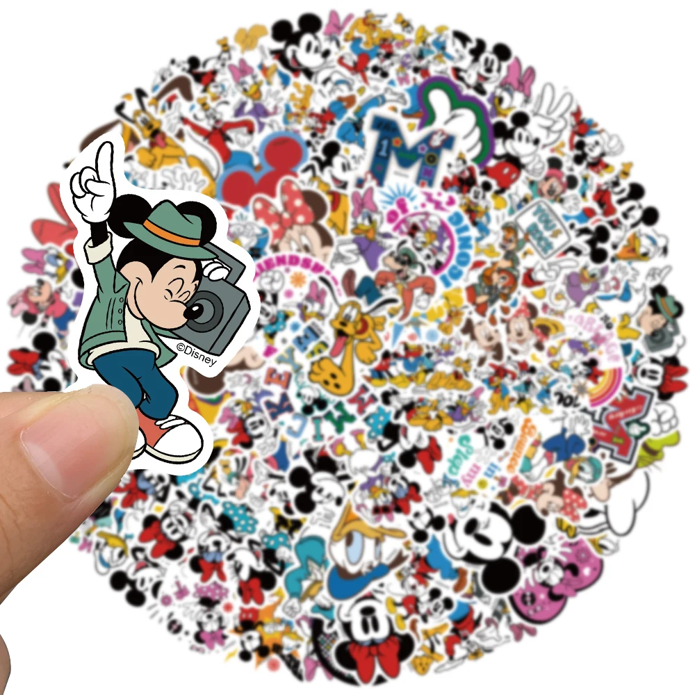 50/100pcs Cute Cartoon Disney Anime Mickey Mouse Donald Duck Stickers For Laptop Luggage Diary Phone Vinyl Waterproof Decals