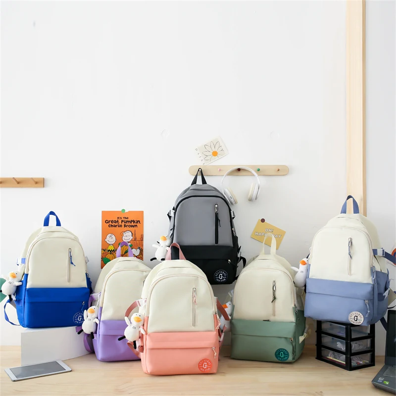 

4-piece set school bags for girls Candy color kids backpack simple backpack women Multi-pocket Student Bag Exquisite Travel Bag