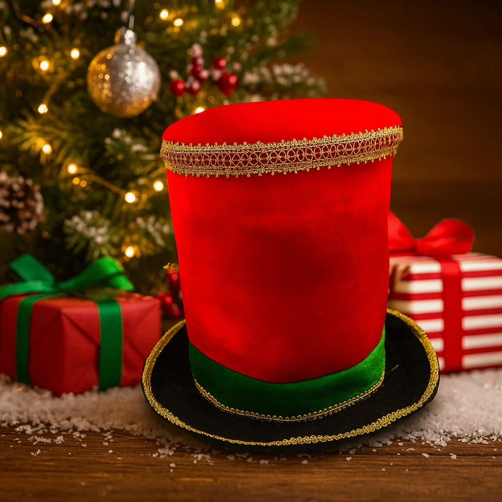 Plastic Christmas Welcome Hat Checkered Cosplay Glitter Sequin Christmas Hat Ornaments Breathable Christmas Party Cap New Year