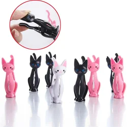 4 pz/set Creative Cat Cartoon Clip Bags Strong Plastic Clothes-pin Shape Socks Hanging pioli morsetti portafoto per bucato