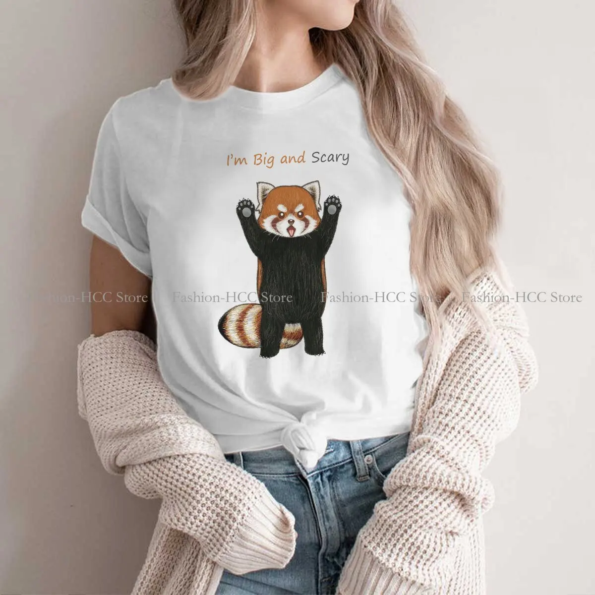 Red Panda Ailurus Fulgens Polyester TShirts I am Big And Scary Distinctive Women's T Shirt New Trend Clothing