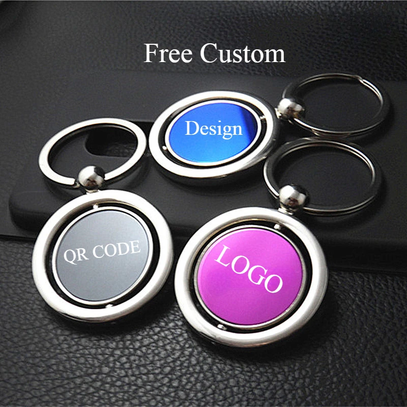 30PCS Free Customizable Double-Sided Engraved Keychain with Rotating Engraved Metal Key Chain Business Festival Gift Key Holders