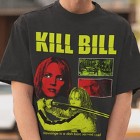 Kill Bill T-shirt, Quentin Tarantino T-shirt Uma Thurman and Liu Yu retro movie T-shirt, pure cotton all-season base layer shirt