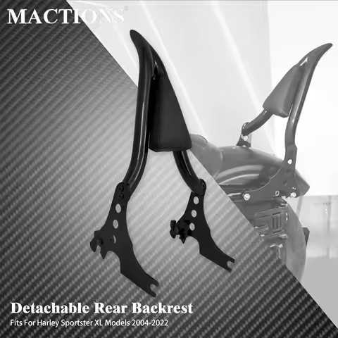 Motorcycle Rear Passenger Sissy Bar Backrest w/Pad Adjustable Detachable Split For Harley Sportster 883 1200 48 72 XL Iron 04-23