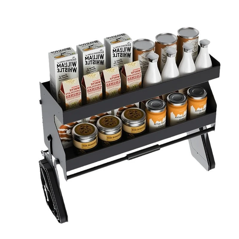 

Hanging cabinet lift basket double drop-down shelf kitchen seasoning storage rack top cabinet snack lift basket buffer