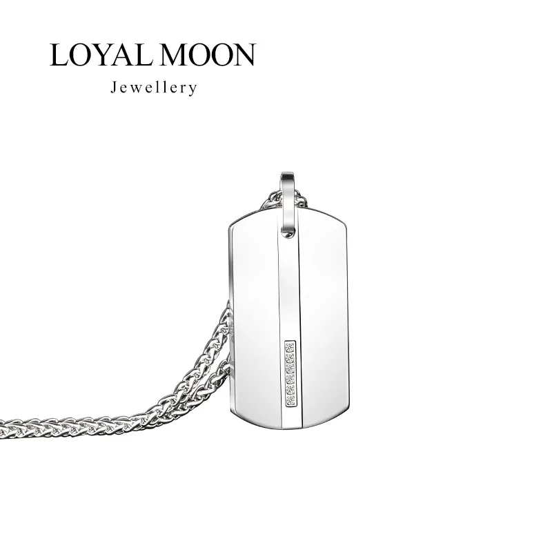 Loyal Moon Tungsten Pendants For Men Necklace For Male Inlay Zircon Stones With Cuban Chain,engraving