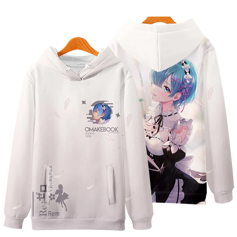 

Hoodies Re Zero Cosplay Hoodie Anime Emiria Print Sweatshirt Rem and Ram Tracksuit Men Women Streetwear Clothes