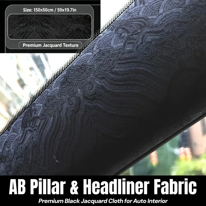 

Car A-Pillar Self-Adhesive Black Dragon Fabric Self-adhering Interior Headliner Door Panel Renovation Modification Sticker Decor