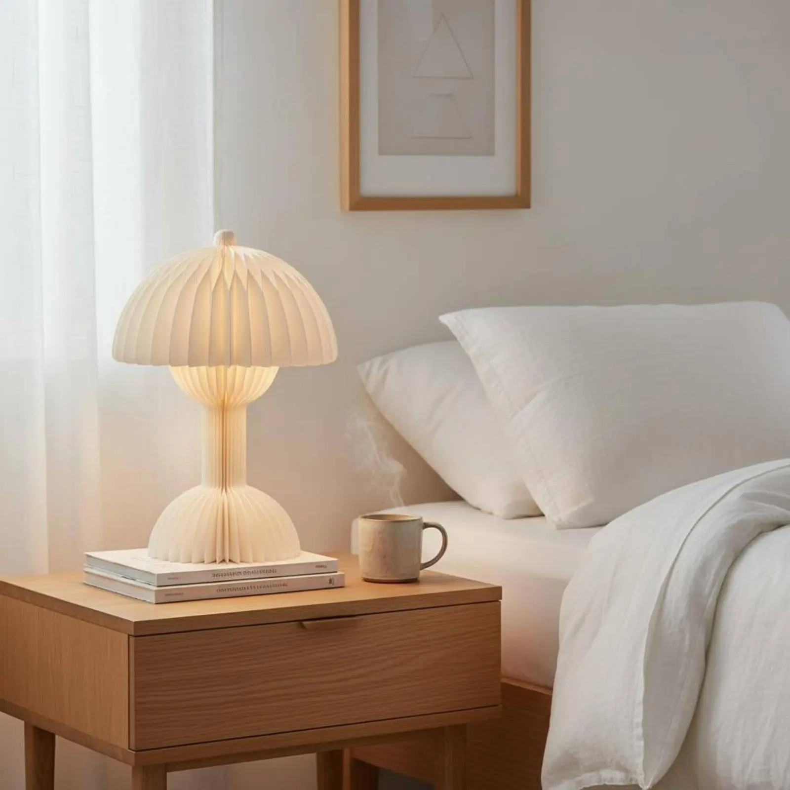 

Hexagonal Paper Night Lamp Nordic Modern Aesthetic Indoor Lighting Home Decor Simple Design for Nursery