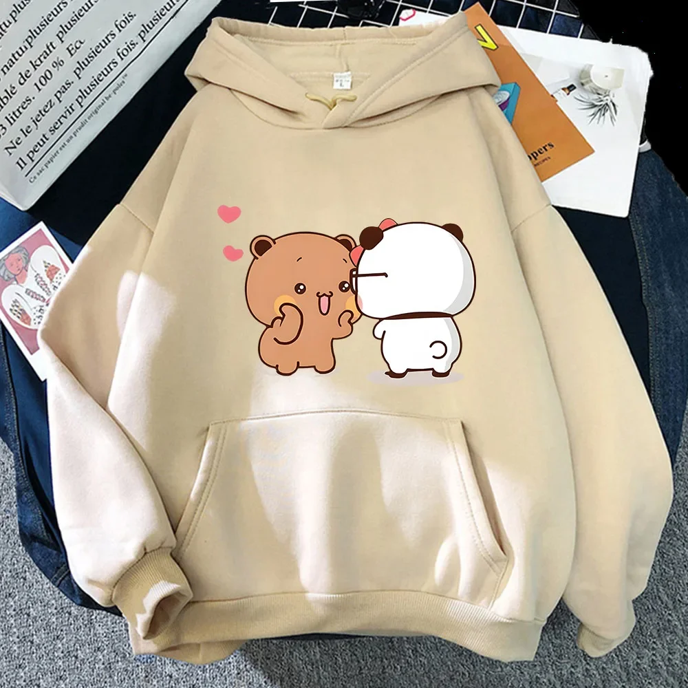 Bubu e dudu moletom com capuz gráfico para meninas kawaii panda e urso moletom de lã sudaderas roupas masculinas streetwear feminino