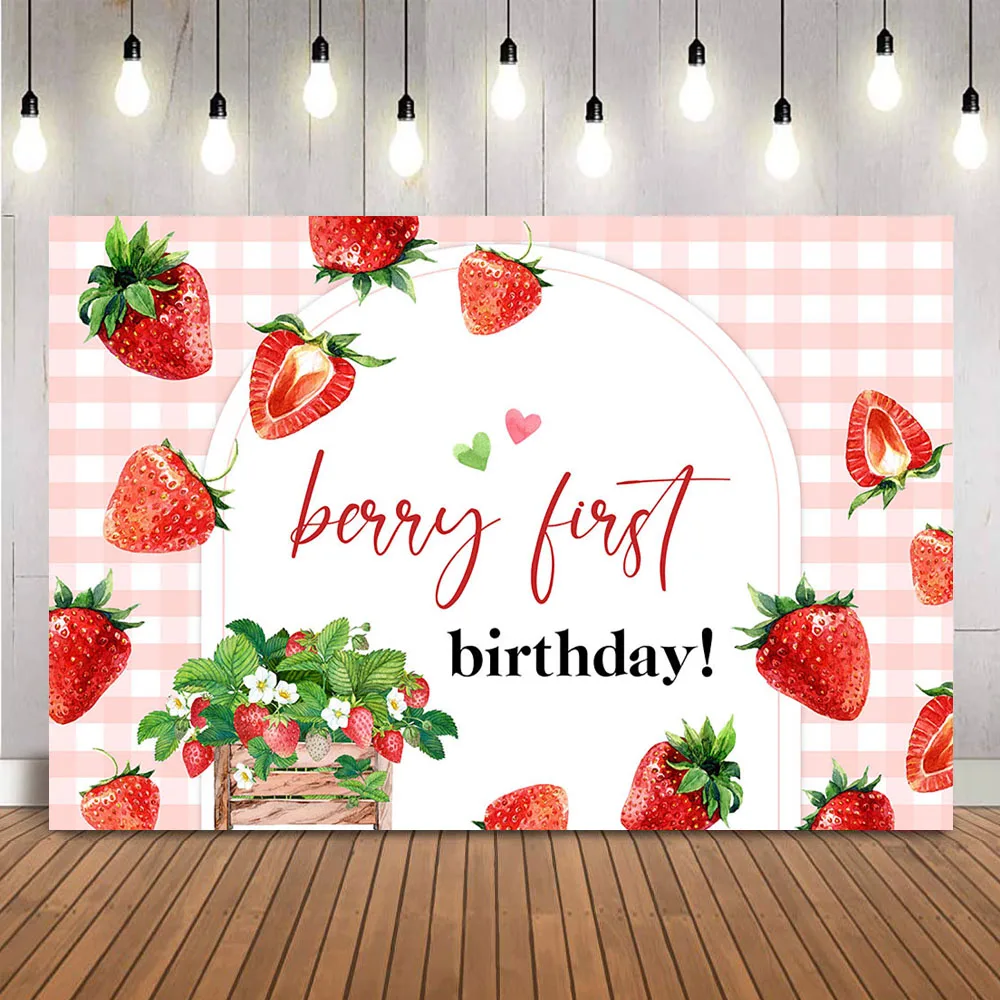 خلفية التصوير الفوتوغرافي لحزب الأميرة ، خلفية الفراولة وديزي ، 1st عيد ميلاد ، الوردي ، التوت المائية ، أول Bday موضوع