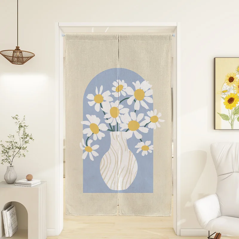 Creamy style changing room Curtain Privacy Partition Doorway Curtains Kitchen Entrance Noren Linen Hanging Half-curtain